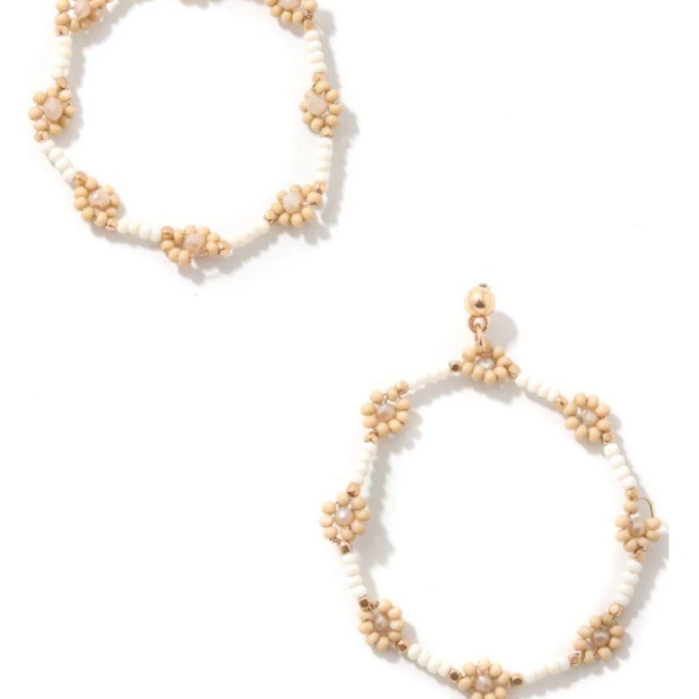 Floral Beaded Hoop Earrings